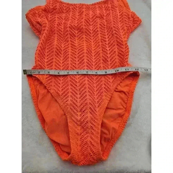 Vtg 80s Catalina Women's Size 10 Neon Orange One-piece Swimsuit - Picture 6 of 7